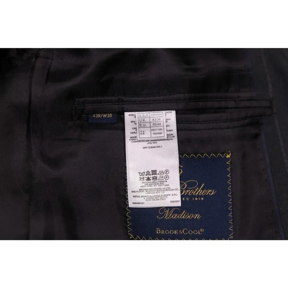 Brooks Brothers Madison BrooksCool Full Canvas Gray Striped 2-Btn Wool Suit 43R - Picture 14 of 16